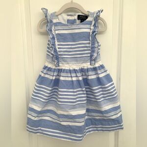 Polo by Ralph Lauren Light Blue and White Striped Sundress, 3T Easter dress